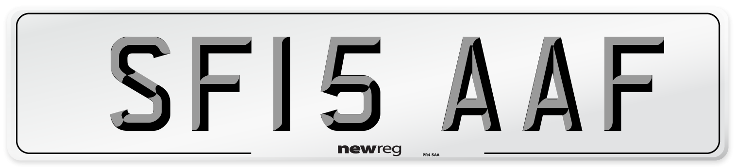 SF15 AAF Number Plate from New Reg